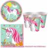 Buy cheap Unicorn Party Dinnerware Plates Cup Supplies Baby Shower Disposable Tableware Set Kids Birthday Party Paper from wholesalers