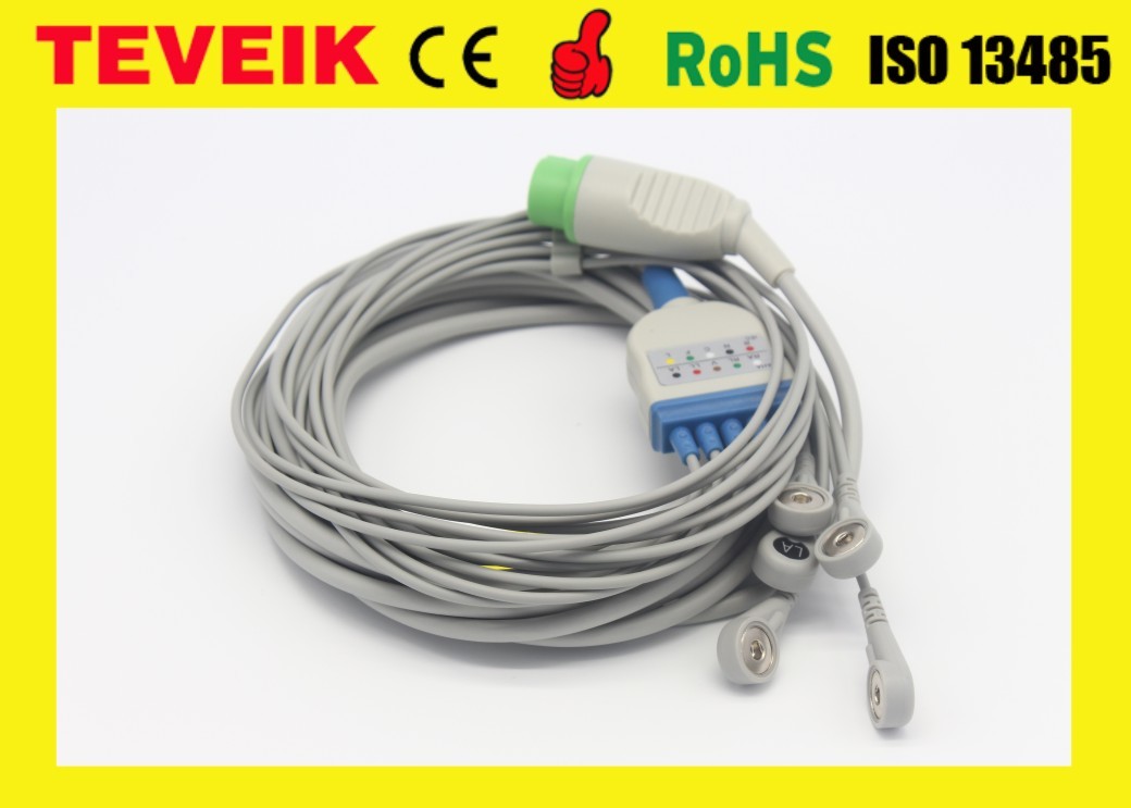 Medical Manufacturer Reusable Biolight 5leads Round 12pin ECG Cable For A8/A6 Patient Monitor
