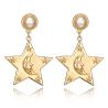 Buy cheap Personality Exaggerated Star Moon Pearl Stud Earring For Woman from wholesalers