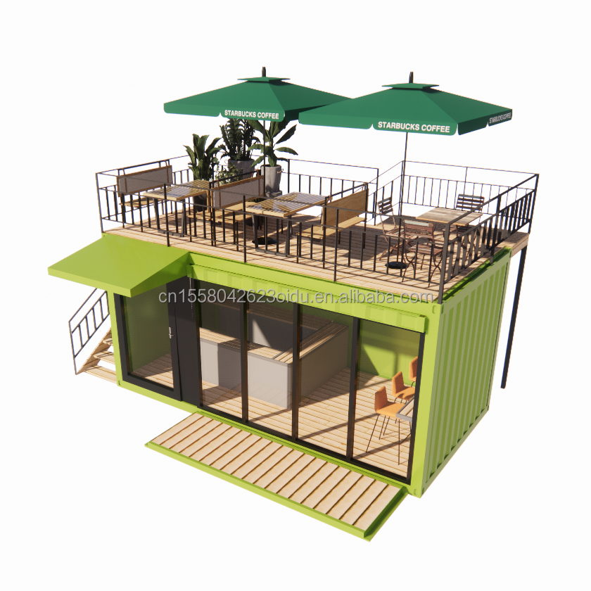 Bathroom 20ft Portable Kiosk Modified Prefab Modular Coffee Shop Shipping Container Bar Tiny House in Modern Design Style