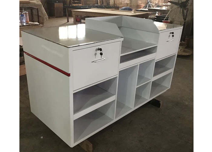 1.5M Length Lightweight Retail Checkout Counter With Artificial Stone Simple Style