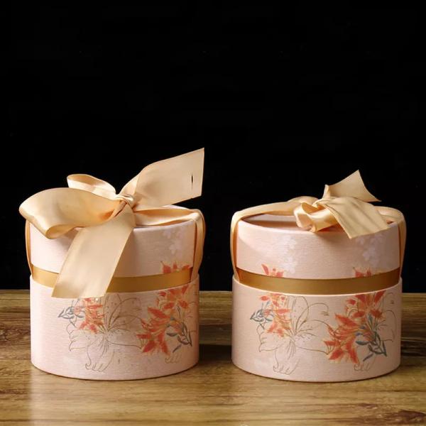 Custom Elegant Tube Box with Ribbon Gift Packaging Box Wedding Candy Packaging