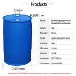 Open Top 200L Black Plastic Barrel Drum With Lid For Chemical Waste Disposal