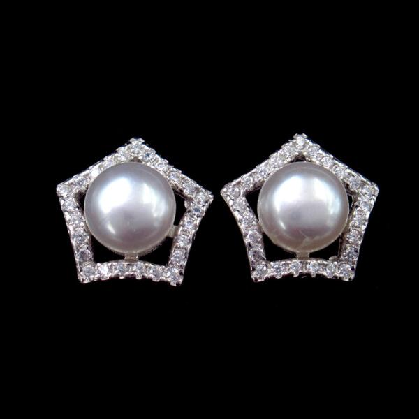 Buy cheap Elegant Star Shaped Pearl 925 Sterling Silver Stud Earrings For Girls from wholesalers