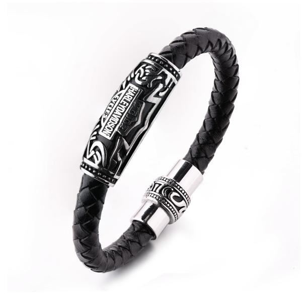 Buy cheap Man's Stainless Steel Clasp Braided Leather Bracelet Wholesale For Party from wholesalers