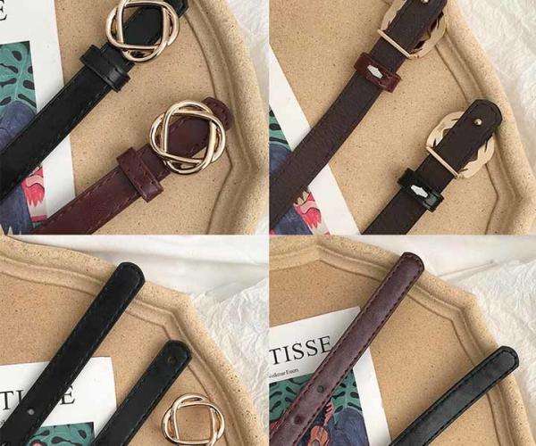 3cm Wide Women's Fashion Leather Belts Twisted Flower Shape Buckle Rose Gold