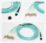 Aqua Round Bundle MPO LC 12 Core Fiber Optic Patch Cord