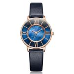 Pin Buckle Women Quartz Wrist Watch Leather Strap Shell Dial
