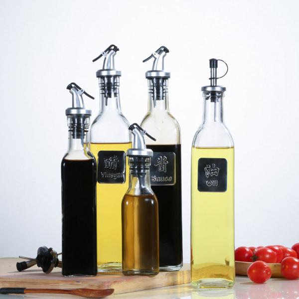 Buy cheap 250ml 500ml Glass Olive Oil Dispenser Bottles Clear Vinegar Cruet with Pourers Oil from wholesalers