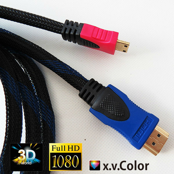 Certificated cable/cabo/cavo,kable Mini HDMI to HDMI with braid support HDMI 1.4 Version