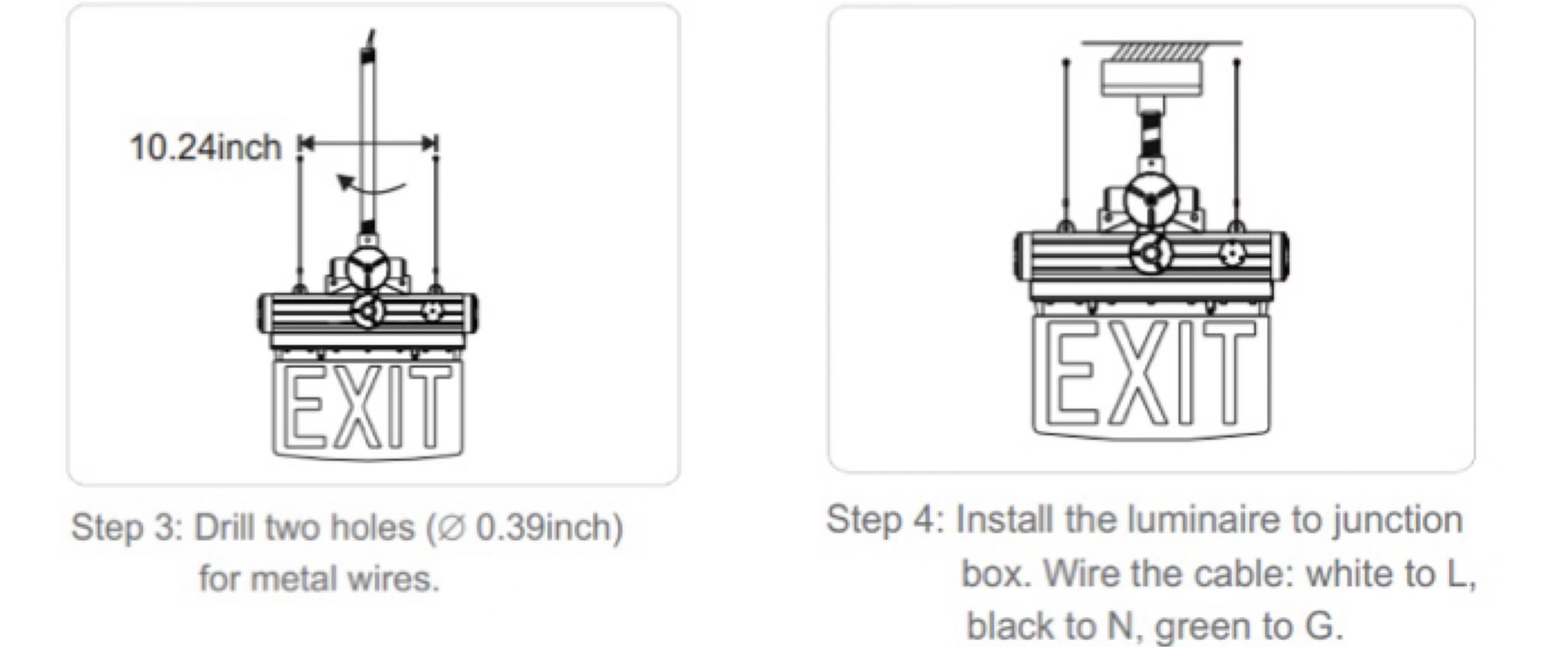 Double Side Wall Mounted Hanging Exit Light for food and alcohol industry
