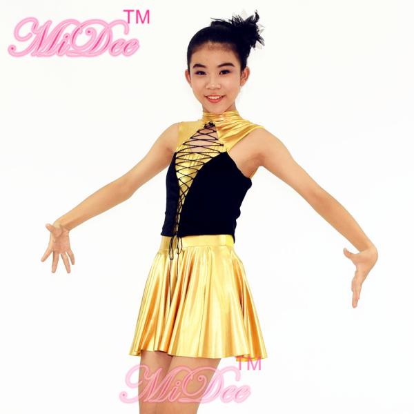 Quality Hip Hop Dance Outfits Lacing Across Middle Font Bodice Metallic Stretch Neoprene Dress for sale