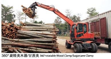 Buy cheap Orange 4 Wheel Excavator With Grapple 360 Degree Rotation Small Round Log from wholesalers