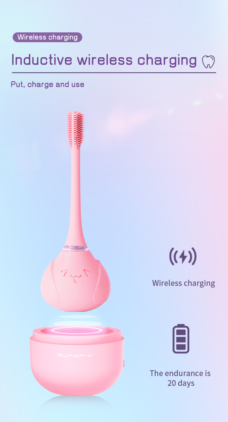 Oral Care Smart USB Rechargeable Wireless Kids Electric Toothbrush With Smart Timer