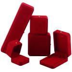 Red Velvet Jewelry Packaging Box for Necklace Bracelet Stud Earrings Ring Custom