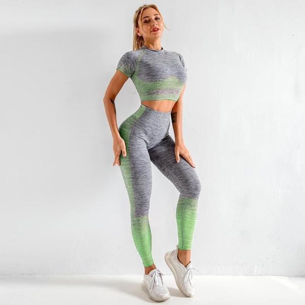 Buy cheap Blue Variegated Stretchable Seamless Yoga Sets Eco Sustainable Yoga Wear from wholesalers