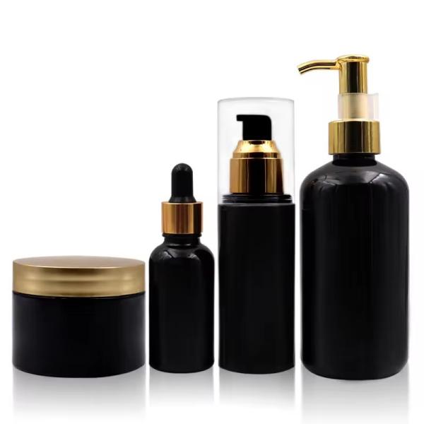 Buy cheap Plastic Cosmetic Bottles Lotion Pump Bottle with Gold Lid Round Shoulder Bottle from wholesalers
