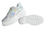 Leather Free Iridescence Silver Womens Sports Running Shoes Anti Slippery