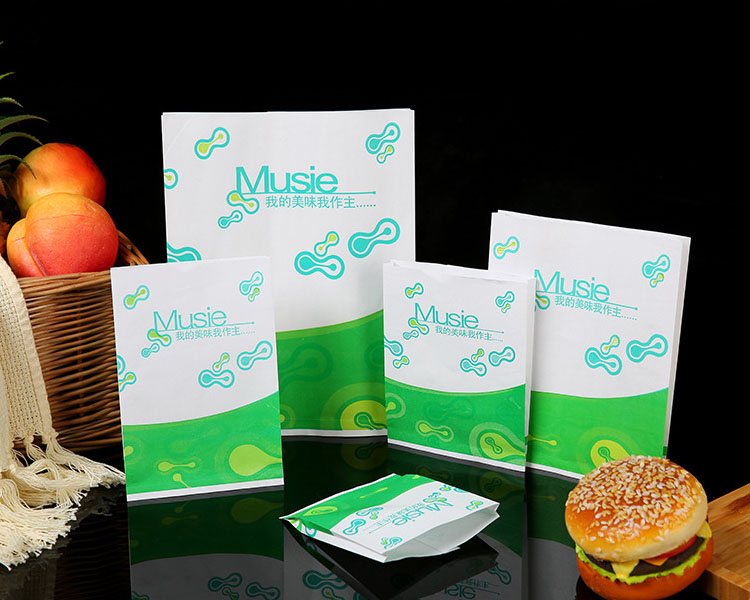 Custom Design Logo Grease Proof Snack Food Takeout Kraft Paper Bag for Take Away