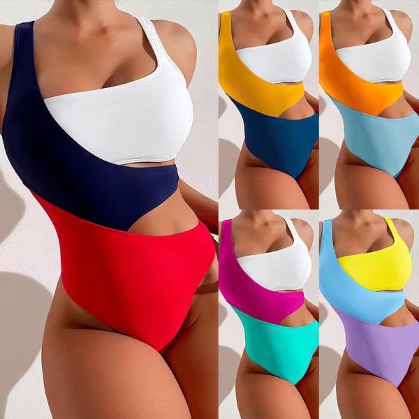 Buy cheap Bikini Sexy One Piece Bathing Suit Color Matching Conservative Womens One Piece Swimsuit from wholesalers
