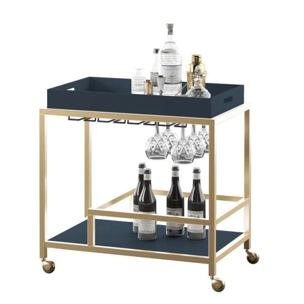 Buy cheap Brass Wine Drink Bar Cart Restaurant Serving Trolley Customized from wholesalers