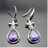 Buy cheap 925 Sterling Silver Pear Shape Created Amethyst Cubic Zircon Drop Dangle Earrings (PSJ04502) from wholesalers