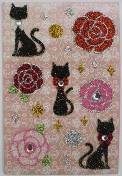 Buy cheap Pinky Rose Cats Glitter Foam Stickers With Shinning Dimond Japanese Style from wholesalers