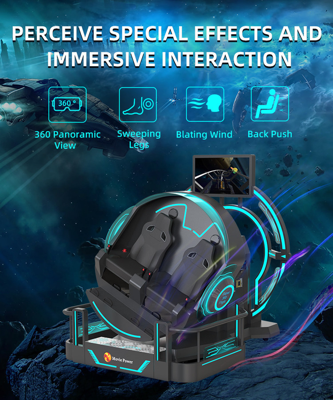 Smart Control VR 360 Flying Cinema 2 Seats 9D VR Roller Coaster Simulator