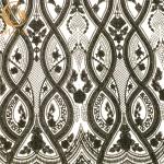 Customized Black 3D Beaded Lace Mesh Crystal Embroidery Tulle Fabric