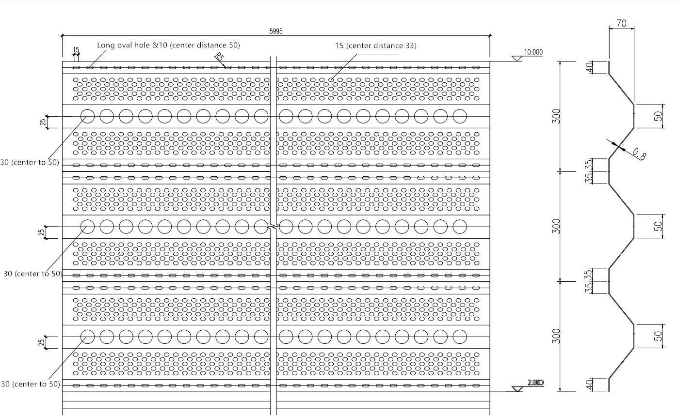 2.4m Length Wind Dust Fence / Perforated Metal Screen Wall Galvanized