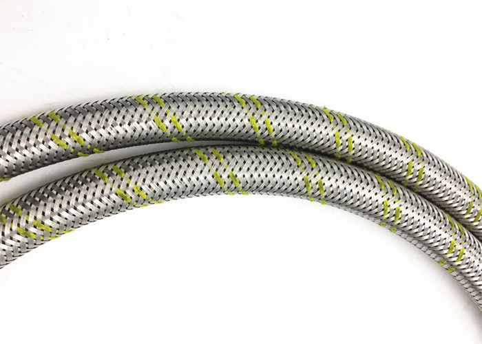 3/8" SBR Rubber Gas Hose with Stainless Steel Braided and Two Yellow Lines