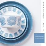 White Blue Bowls Charger Steak Plates Dish Tableware Porcelain Dinner Sets For