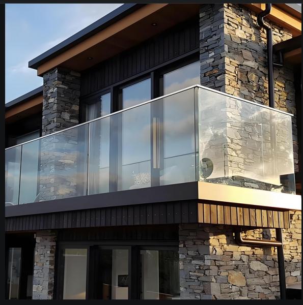 Buy cheap Commercial Residential Balcony Steel Glass Railing Minimalist Design ISO Certified from wholesalers