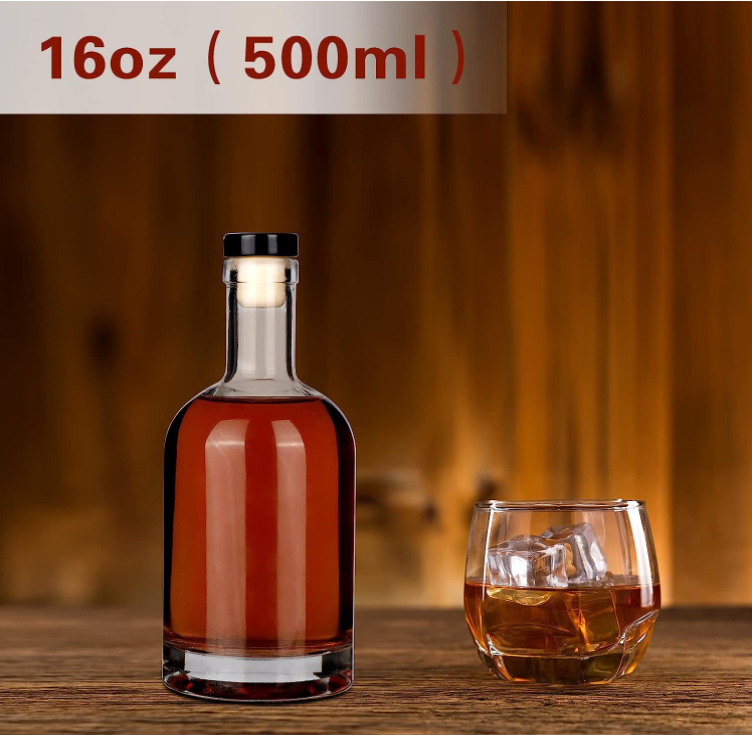Bottle color Customized Clear Glass 500ml Empty Heavy Bottomed Wine Bottle Nordic with Stopper