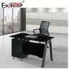 Buy cheap Commercial Black Glass L Shaped Desk With Drawers Modern Executive Office Furniture from wholesalers
