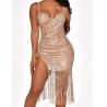 Buy cheap Small Clothing Manufacturer Vintage Fringed Sequin Tassel Slit Dress For Women from wholesalers