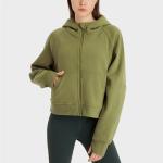 Loose Horse Riding Tops Anti - Wrinkle Fleece Fitness Tops Jacket With Thumb