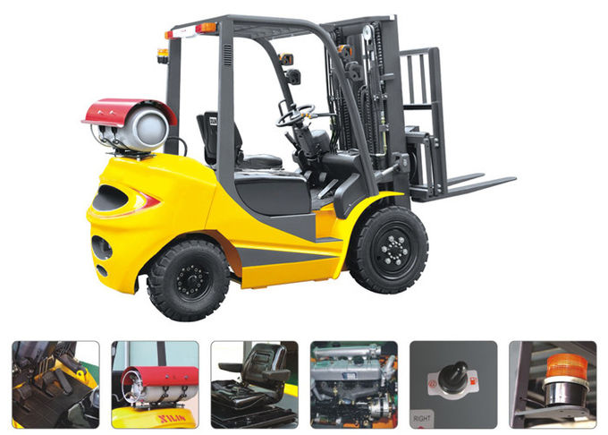 LPG 2.5 Ton Four Wheel Forklift 18km / H Travel Speed CE Certification