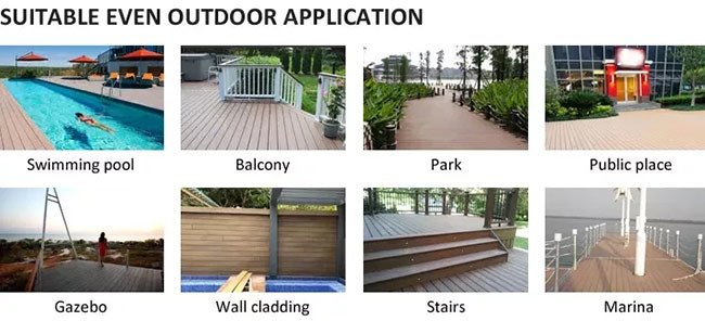 140x25mm Co Extrusion WPC Decking Recycled Wood Plastic Composite Flooring