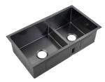 Retangle Black Stainless Steel Double Bowl Sink For Easy Cleaning And Maintenanc