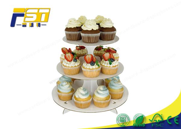 Round Cardboard Cake Display 3 Layers 100% Recycling For Wedding Birthday