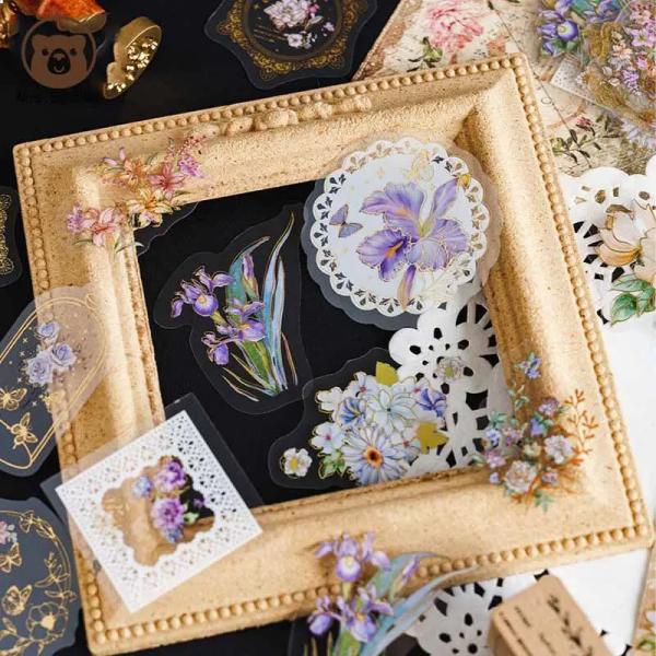 Vintage Plant Gilded PET Sticker Aesthetic Planning Sticker DIY Handmade