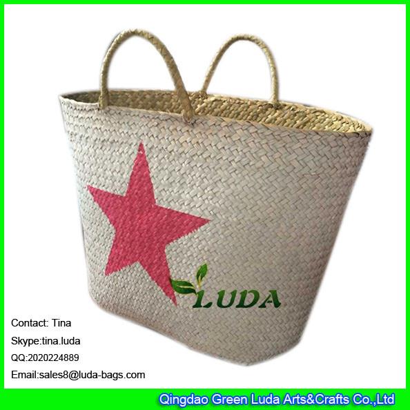 Buy cheap LUDA wholesale star painted straw beach bag fashion wheat seagrass tote bag from wholesalers