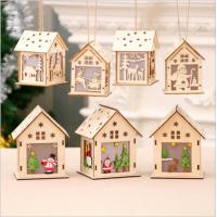Buy cheap Wooden Christmas house hanging decoration with LED light product