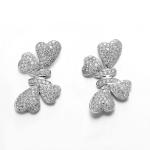 Buy cheap Bow of Four Hearts 925 Silver CZ Stud Heart Earrings Small Silver Hoop Studs from wholesalers