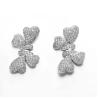 Buy cheap Bow of Four Hearts 925 Silver CZ Stud Heart Earrings Small Silver Hoop Studs from wholesalers