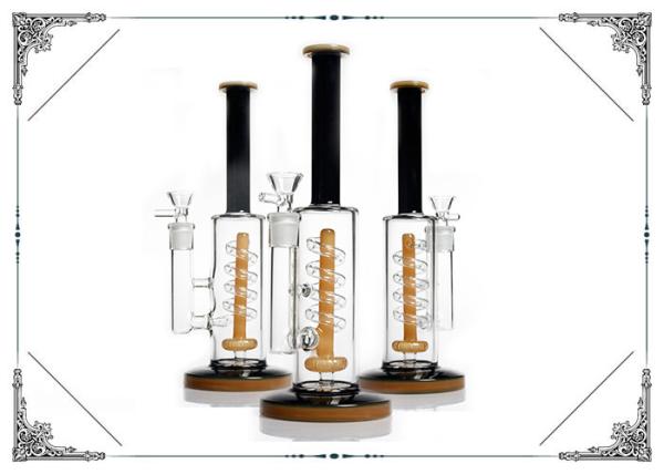 Buy cheap Yellow Coil Showerhead Glass Water Pipe Thick Base Helix Percolator Hookah Bong from wholesalers