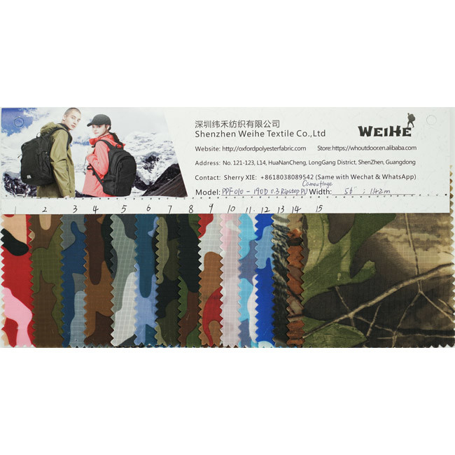 0.13mm Ripstop PU Camouflage Waterproof Fabric 100% Nylon Durable