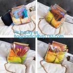 Personalized Womens Rainbow Color Shoulder Hand Bag PVC Clear Beach Bag, Handbag