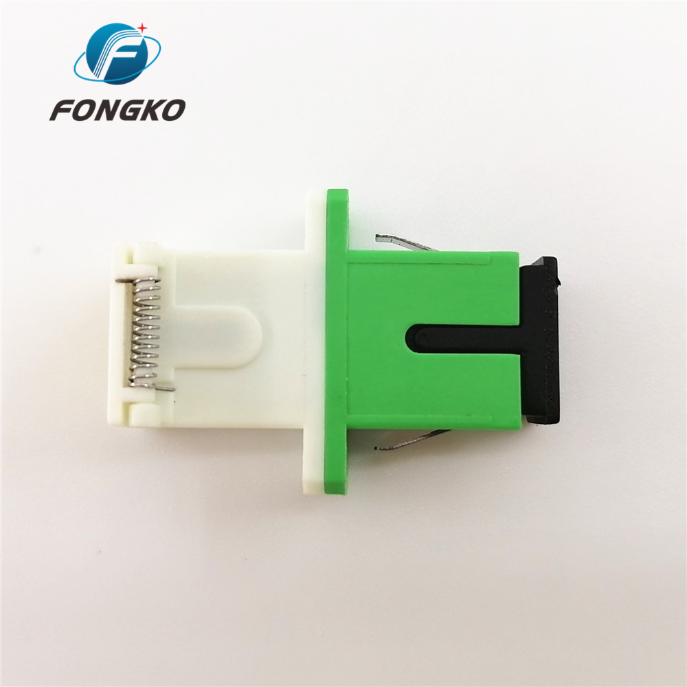 SX White Auto Shutter Green Shell metal shrapnel Adapters with Flange SC/APC Fiber Optic Adapter